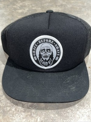 GRAVE BEFORE SHAVE Beard Oil Black Trucker Hat Zombie No Shave November Spooky