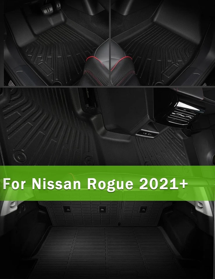 Floor Mat Backseat Cargo Liner Set For 21-26 Nissan Rogue Rear Trunk Accessory Foto 4 de 4