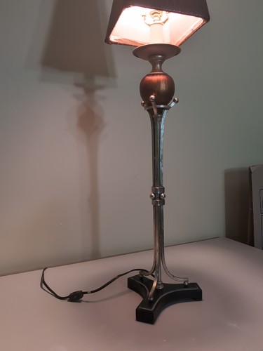 Uttermost Rustic Bronze Table Lamp Vinyl Brown Shade - Picture 2 of 9