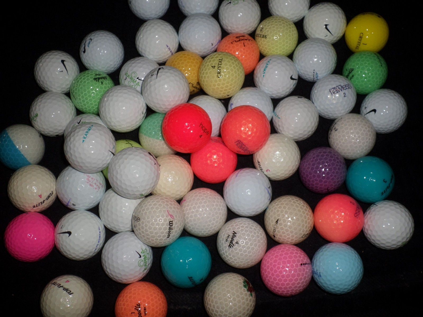 60 Nike Karma/PD Women, Maxfi Noodle, Top Flite..... Golf Balls