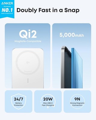 Anker Nano Power Bank, Ultra-Slim 5000mAh Magnetic Battery Pack