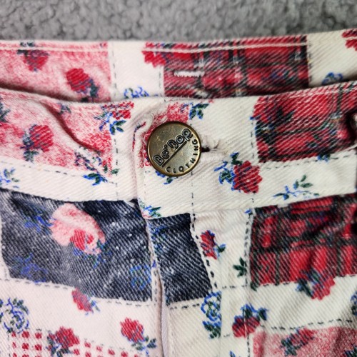 Vintage 90s Be Bop Denim Shorts Girls Size 10 Floral Hearts Patchwork Print - Picture 3 of 19