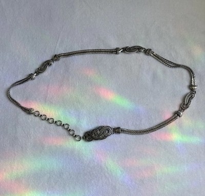 Vintage Brighton Silver Tone Braided Chain  Adjustable belt