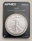 2021 MINT DIRECT 1 OUNCE AMERICAN SILVER EAGLE TYPE 2 IN TEP