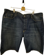 Levi's 501 Denim Shorts Size 42 Blue Classic Fit Distressed Vintage Style
