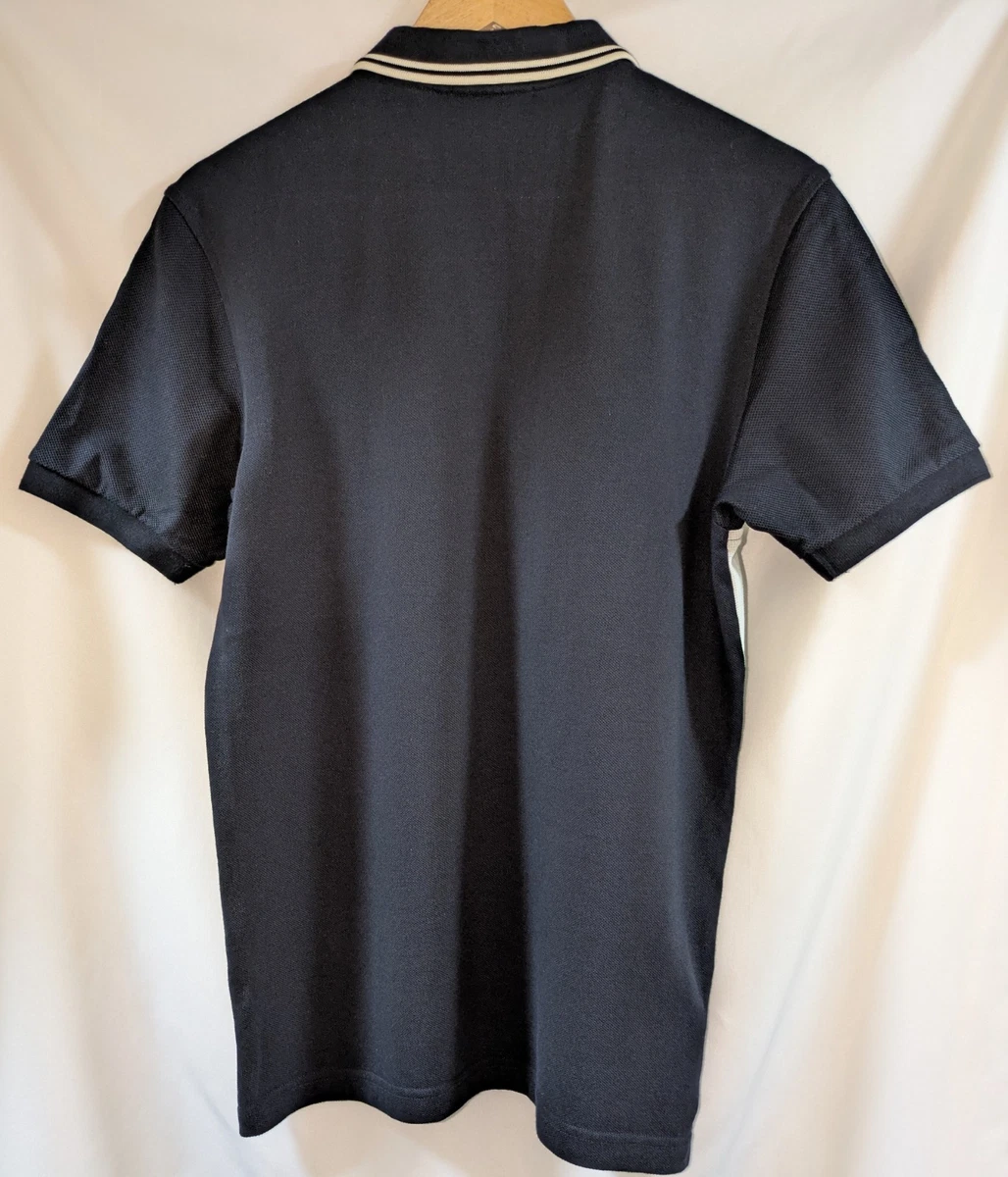 Fred Perry Polo Cuello Tipo Polo Cremallera 1/4 Negro Crema Slim Fit Talla M