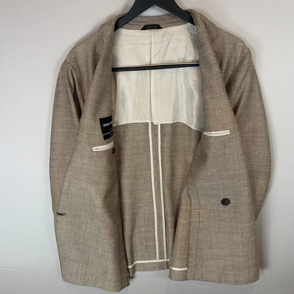 Chaqueta Deportiva Giorgio Armani Para Hombre Doble Pecho 54R Marrón Colección Upton Foto 3 de 4