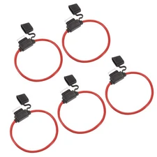 5 Pcs Inline Fuse Holder DC 32V 10 AWG Waterproof Blade Fuse Holder w 25A Fuse