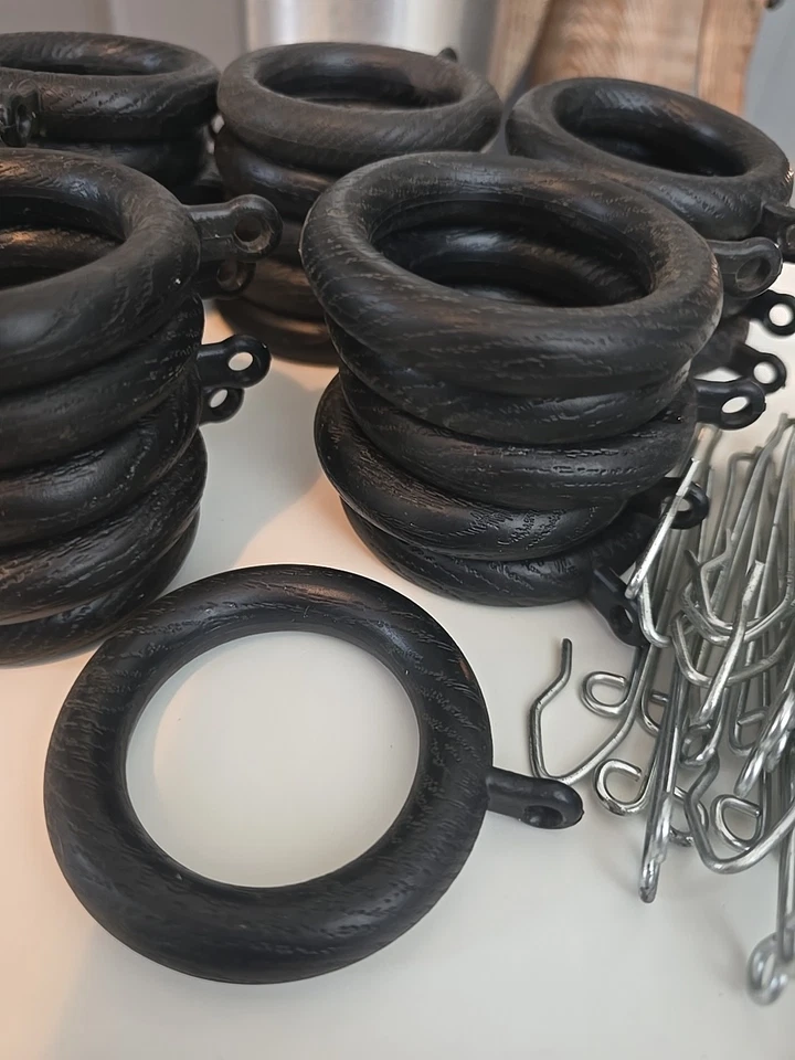 老式人造木纹窗帘环带4英寸钢钩五金/套装32 — 第 2/4 张图片