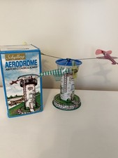 Schylling Aerodrome Airport Control Tower Wind Up Tin Toy With Airplanes Nice