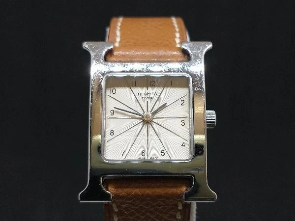HERMÈS Orologio HERMES H HH1.210 donna usatogio orologi cintu pellene marrone scatola
