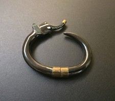 Vintage Mid-Century Brass Carved Lucite Elephant Bracelet