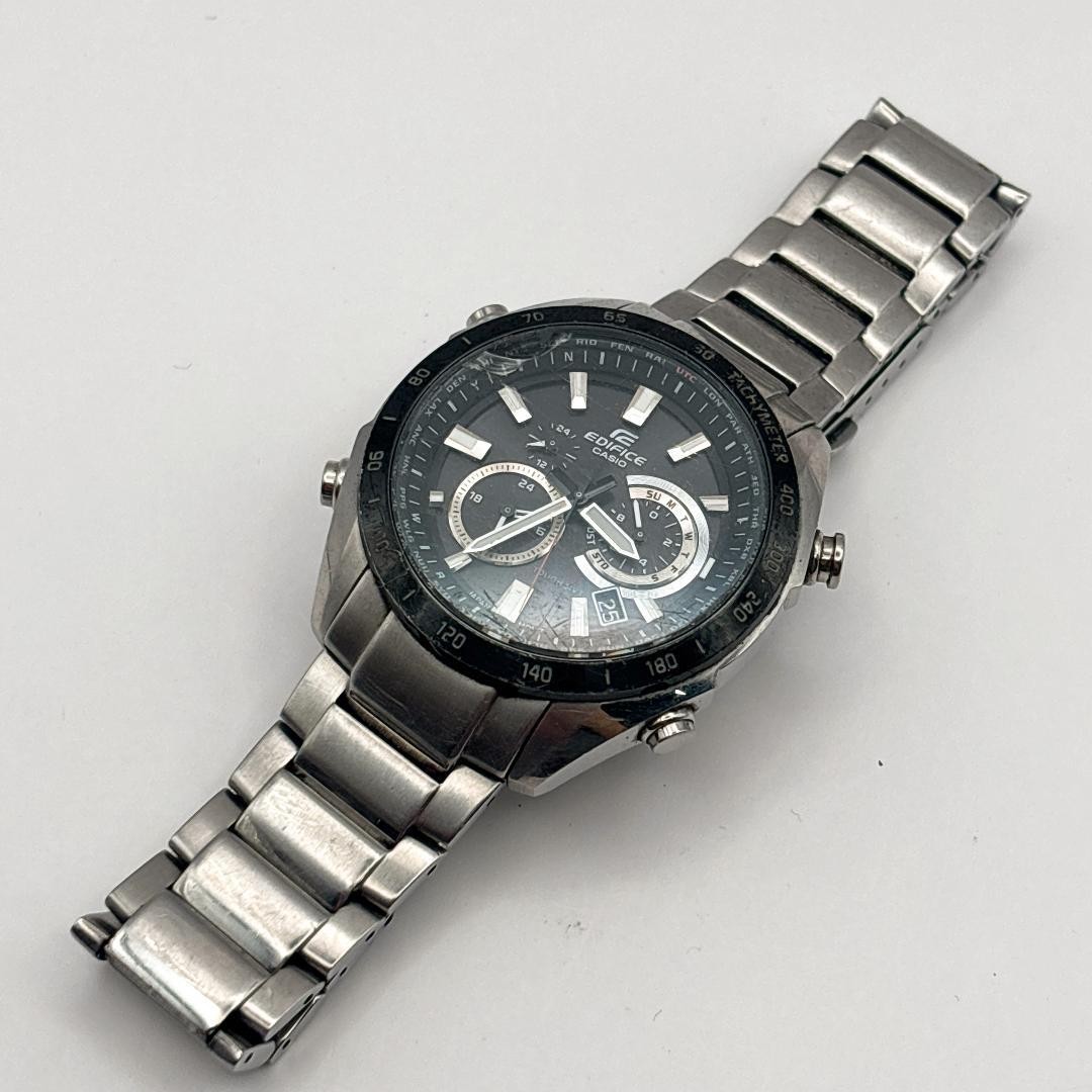 【美品】CASIO EDIFICE EQW-T620 タフソーラー 電波時計 Operating Casio EQW-T620 Edifice Radio Solar Silver Watch From