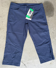 NWT Eddie Bauer Rainier Capri Cargo Pants Womens 12 Blue Stretch Travel Hiking