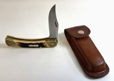 Vintage Schrade Uncle Henry LB8 Papa Bear USA Lockback Knife Leather Sheath