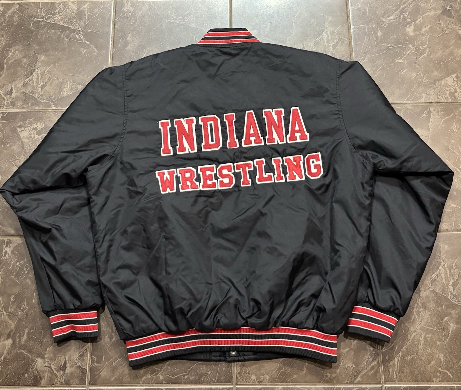 Vintage Indiana Wrestling Black Bomber Jacket Men’s Size L