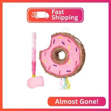 WERNNSAI Donut Pi&ntilde;ata, Pink Donut Pi&ntilde;ata with String for Girls Kids