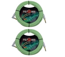 PIG HOG PCH20GLOR GLOW IN THE DARK INSTRUMENT CABLES, RIGHT ANGLE 20FT 2 Pack