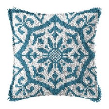 Latch Hook Kits for DIY Throw Pillow Cover,Blue Flower Pattern Needlework Cus...