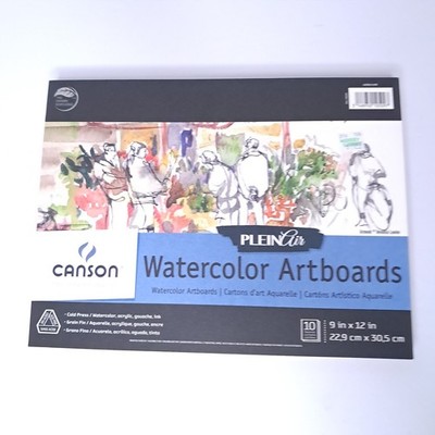 Canson Artist Series Plein Air Watercolor Artboards Cold Press 9''x12''- 10 Boards