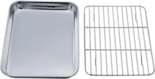 Toaster Oven Tray and Rack Set, 9.3’’ X 7’’ X 1’’, Stainless Steel Toaster Oven