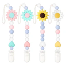 Silicone Pacifier Clip, 4 Pack Pacifier Holder for Boys and Girls, Adorable S...