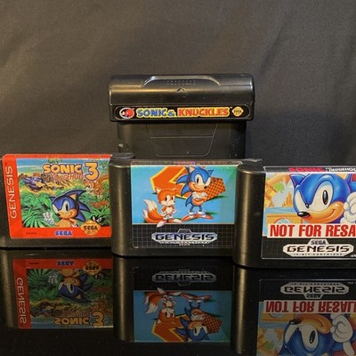 (4) Sonic the Hedgehog Sega Genesis Bundle 1/2/3 Sonic & Knuckles Tested Clean