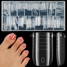 160 Pcs Toe Dual Nail Forms for Poly Gel & Builder Gel Toenail Extension - 16 Si