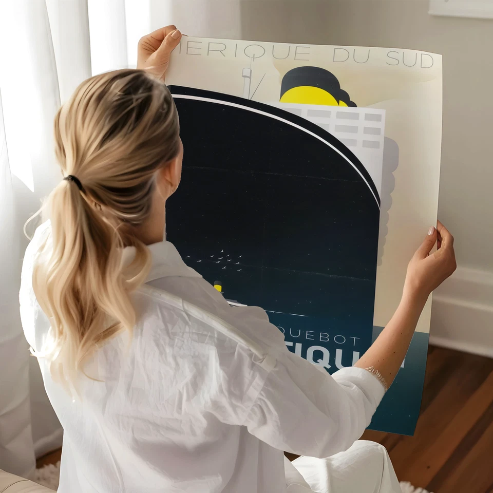 Póster Art Deco Ocean Liner arte de pared crucero francés - 12X16/16X20/18X24/24X36 Foto 2 de 4