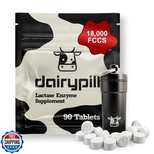 DairyPill Lactase Enzyme Supplements to Support Lactose Digestion, 18,000 FCC