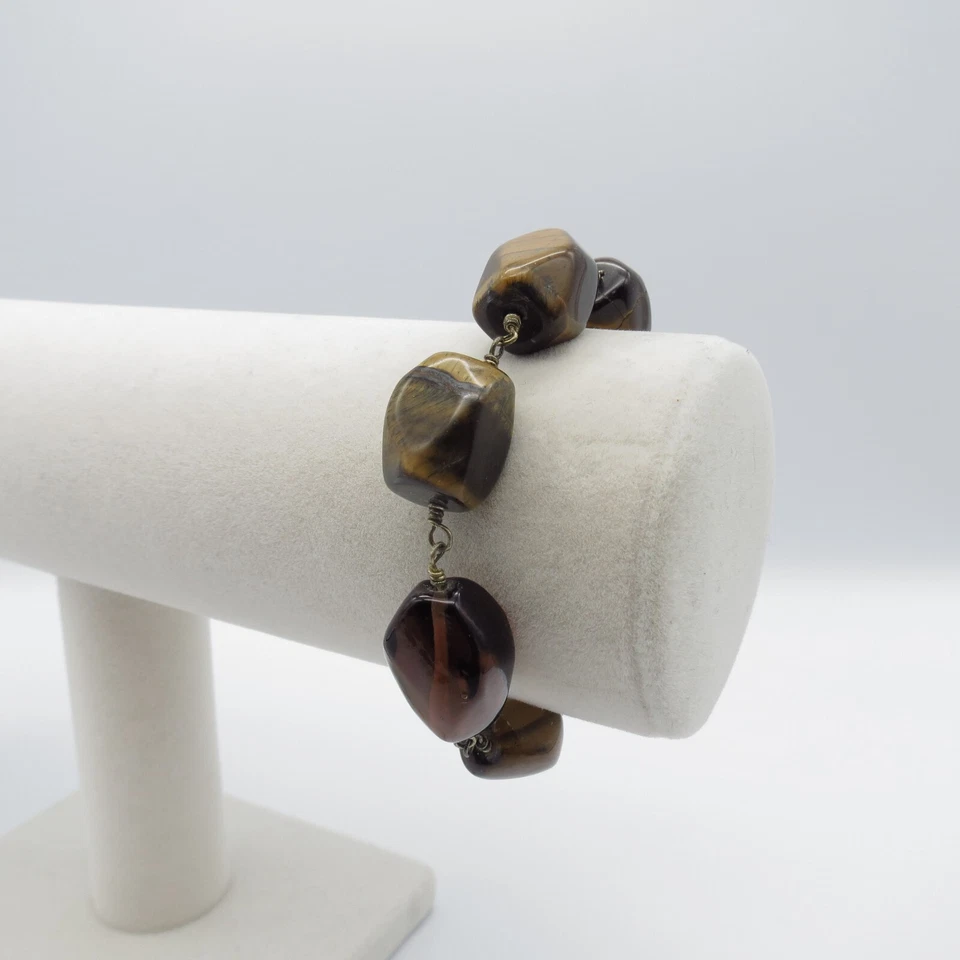 Pulsera boho con cuentas ojo de tigre Ellen Tracy 6,75" Foto 3 de 4