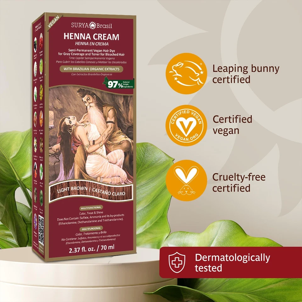 Surya Brazil Henna 奶油头发颜色浅棕色素食氨免费 1 件 — 第 4/4 张图片
