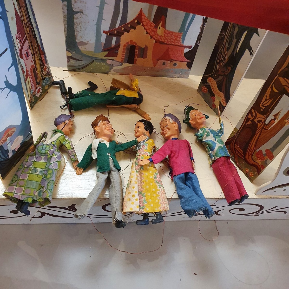 1950代Marionette Theaterテント下2人のピエロが劇場ダンス 1950