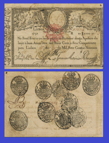 Portugal  10000 reis   1826  uk -Reproduktion - 第 1/1 張圖片