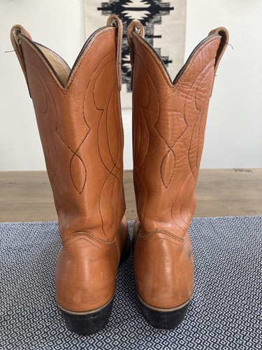 Vintage Golden Retriever Orange Leather Western Boots Cowboy Boots Size 8D - Picture 6 of 9
