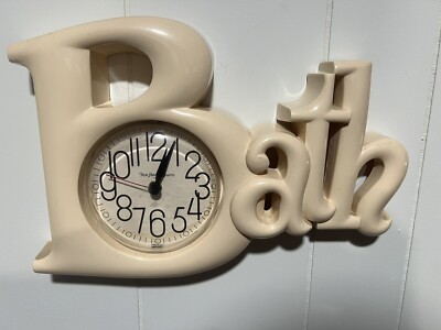 Vintage New Haven Quartz Bath Cream Wall Clock by Burwood Products Hanging