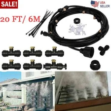 Outdoor Misting Cooling System Water 20ft Mister Nozzles Set Garden Greenhouse