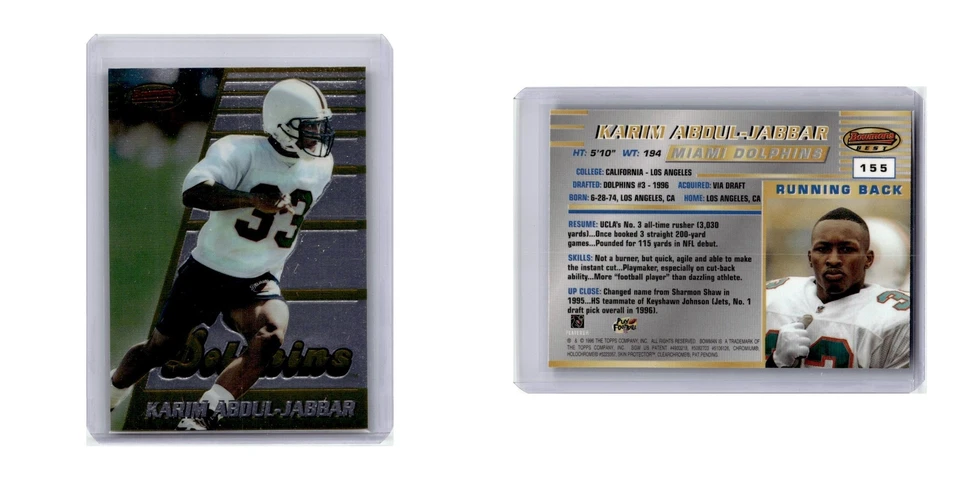 1996 Bowman's Best Karim Abdul-Jabbar RC Dolphins #155 - Image 3 of 3