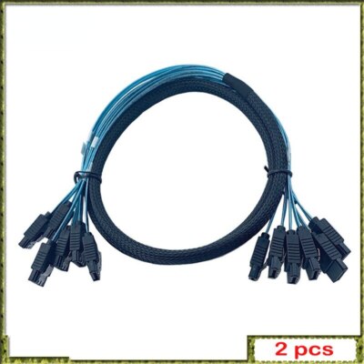 2pcs 6sata Cable To 6 SATA III 12Gbps 7pin Female with Locking Latch 1m Blue