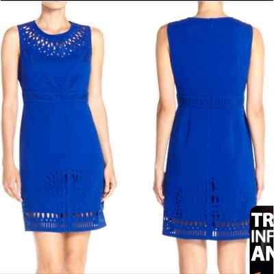 ELIZA J women's royal blue sleevesless fitted casual and formal midi dress  14P | eBay