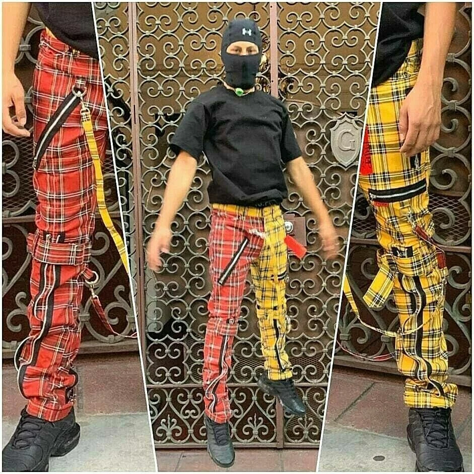 Yellow black sale red plaid pants