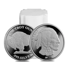 ASAHI BUFFALO DESIGN PROOF SILVER ROUND .999 IN CAPSULE