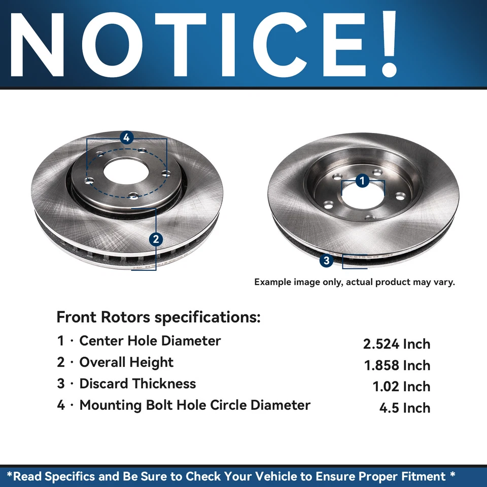 Front and Rear Disc Rotors Ceramic Brake Pads for 1999-2003 Acura TL Base Type-S - Image 3 of 4