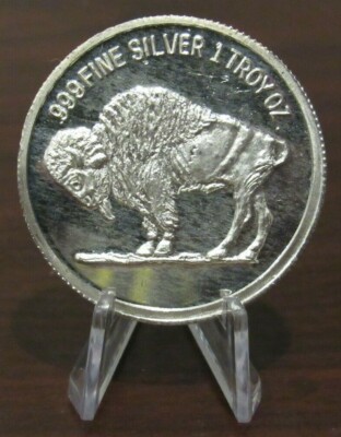 Vintage Las Vegas Nickel 1 Troy Oz. .999 Fine Silver Round