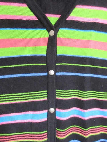 Sz PM Petite M Hampshire Studio Cardigan Women Red Knit Sweater Striped Colorful - Picture 3 of 9