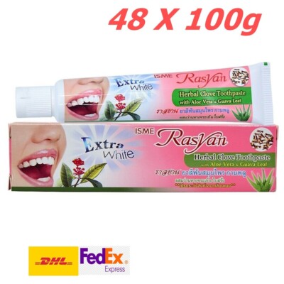 48 X 100 g ISME RASYAN Herbal Clove Toothpaste with Aloe Vera & Guava Leaves A+
