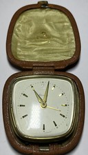 Mauthe Reisewecker Uhr in Leder Etui Braun 50er, 60er Jahre Handaufzug Vintage