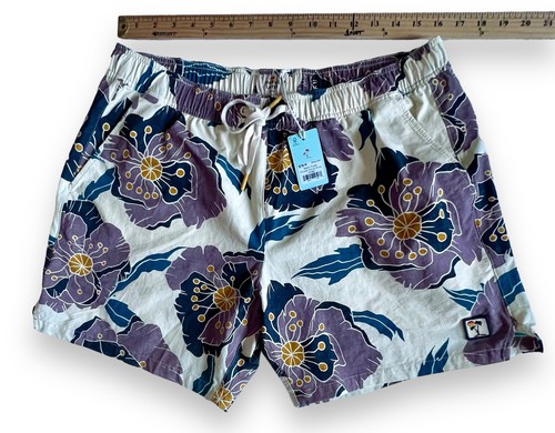 Marine Lagenlook Neu Große Hibiskus Boardshorts 5” Badehose Stretch Taschen 36”W - Bild 24 von 24