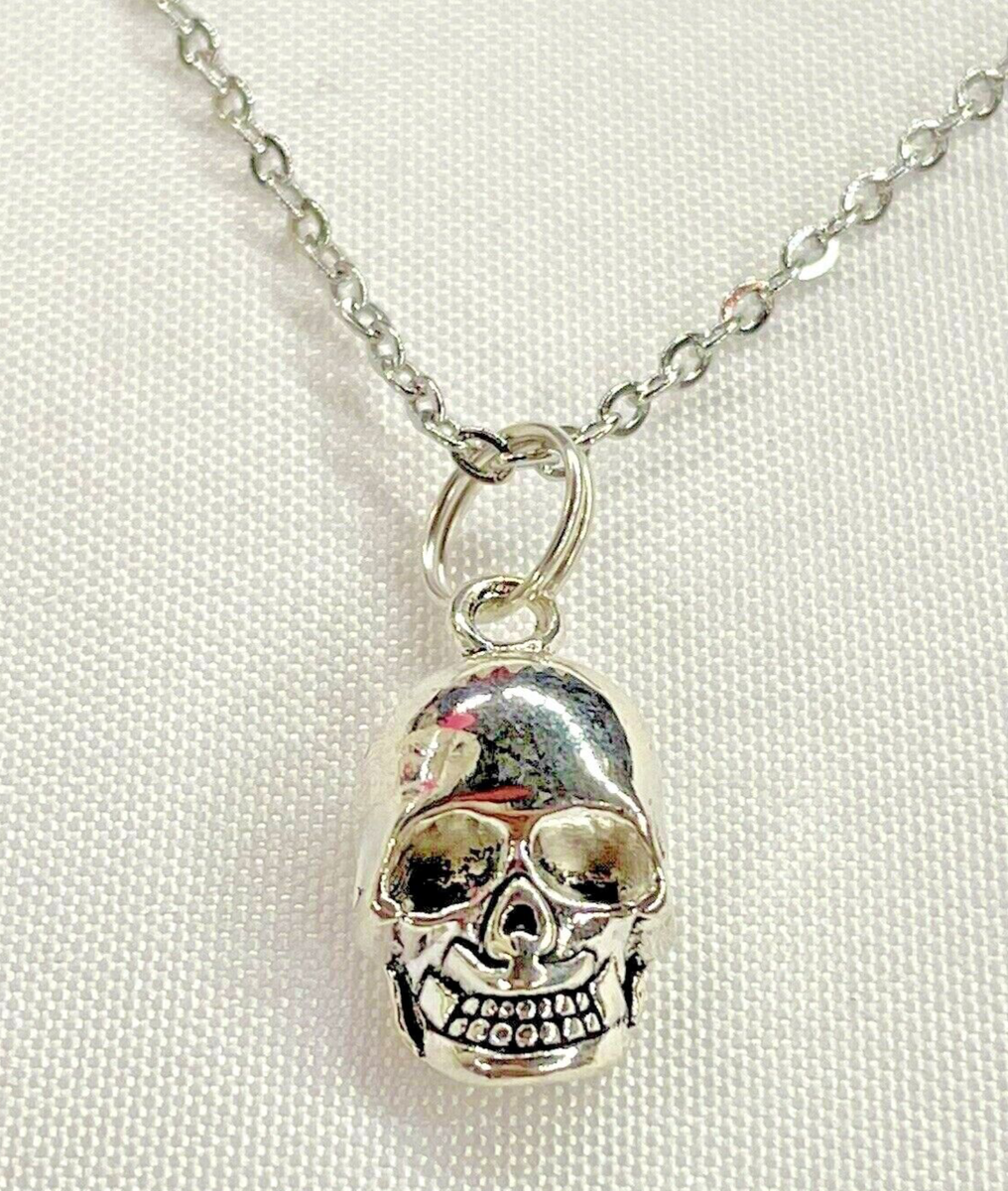 Skull Head Pendant Necklace 20” Stainless Chain Fashion Gothic Jewelry 20%  Off