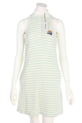 M.GRIFONI dress Stripes Logo Patch I 40 = D 34 vintage mint ivory NEW#9796